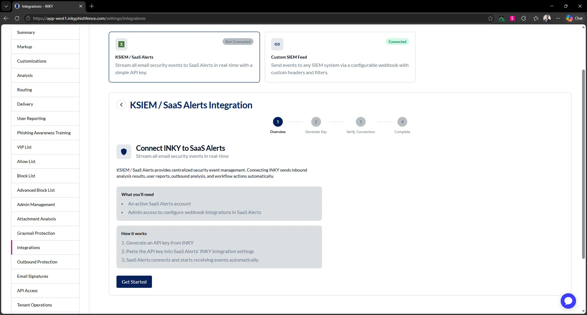 inky saasalerts integration
